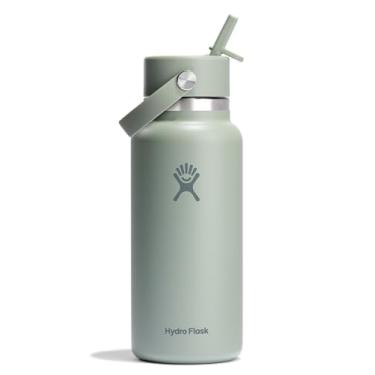 Imagem de Hydro Flask Garrafa com tampa de canudo flexível de 947 ml - aço inoxidável isolado - tampa larga de palha, não derrama, à prova de vazamento em agave tonal