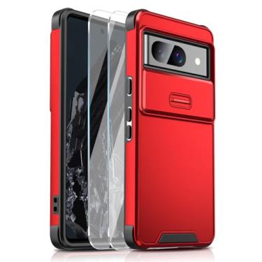 Imagem de Lokyoo Capa para Google Pixel 8A com capa deslizante para câmera + 2 pacotes de protetor de tela, 2 em 1 resistente, à prova de impacto, PC rígido + capa protetora de silicone macio para Pixel 8a