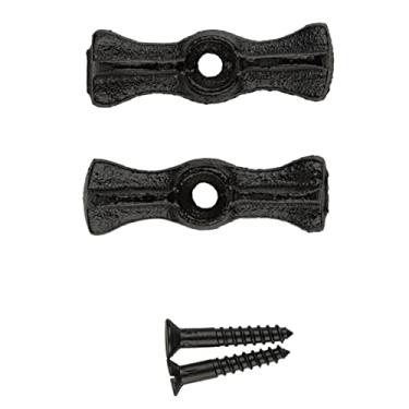 Imagem de Fecho de porta com botão giratório de ferro fundido estilo antigo | 4 cm x 9/16 polegadas | para portas embutidas, venezianas, gavetas | Ferragens de móveis antigos e modernos | UA-797-BK