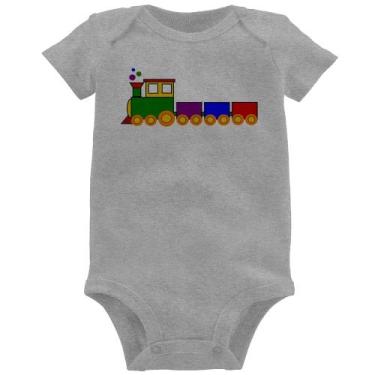 Imagem de Body Bebê Trenzinho Colorido - Foca na Moda, Cinza, P