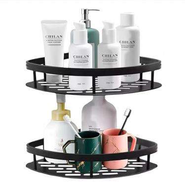 Imagem de Kit 2 Prateleiras de Canto para Banheiro – Suporte para Shampoo, Sabonete e Organizador de Box Sem Furar a Parede