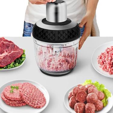 Imagem de Processador de alimentos,moedor de carne,picador de vegetais para uso doméstico,picador elétrico de alimentos de 300 W,para nozes,carne,cebola,alho,máquina de moer carne para cozinha doméstica