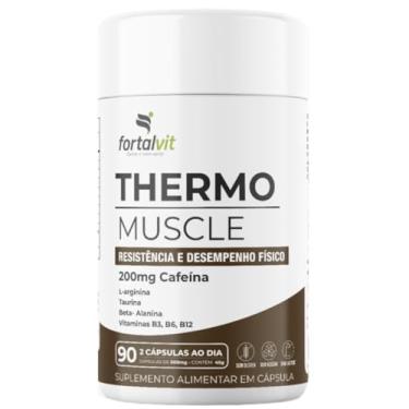 Imagem de Thermo Muscle Pré-Treino, 90 Cápsulas, 200mg Cafeína, L-Arginina, Taurina, Beta-Alanina e Vitaminas do Complexo B, Fortalvit