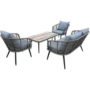 Imagem de Conjunto de Área Externa 1 Sofá, 2 Poltronas e 1 Mesa Cinza Capri