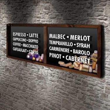 Imagem de Porta Rolhas e Cápsulas Panorâmico - Tipos de Café e Vinho - Quadro No