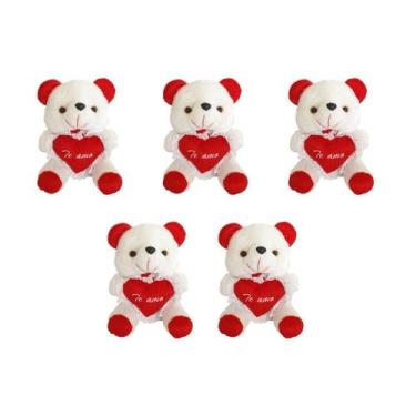 Imagem de Kit Atacadista 5 Ursos Pelúcia Charmoso - Ideal Para Decorar Cestas - 