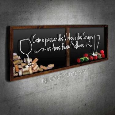 Imagem de Porta Rolhas e Tampinhas Panorâmico - Com o passar dos Vinhos - Quadro