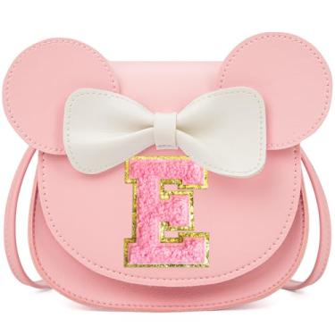 Imagem de OYLOLA Presente de aniversário para meninas de 3, 4, 5, 6, 7, 8 anos, presente de páscoa para crianças, bolsa infantil fofa, carteira infantil, rosa, E, Rosa-rosa, E