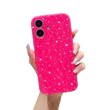 Imagem de FABSPARK Capa para iPhone 16e, capa feminina brilhante super fofa, proteção fina à prova de choque para iPhone 16e 6,1 polegadas, rosa choque