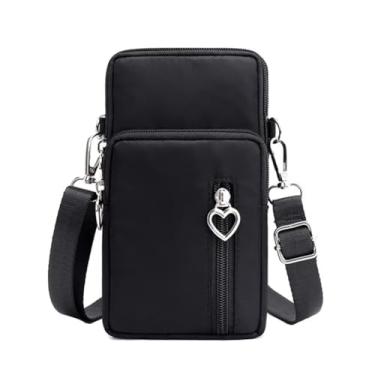 Imagem de EDIWER Bolsa para celular resistente à água bolsa tiracolo de viagem esportiva bolsa de braço carteira mini bolsa de ombro com alça ajustável, Preto