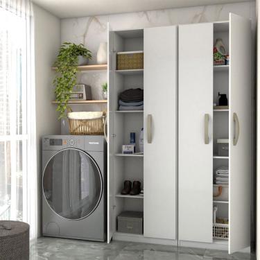 Imagem de Lavanderia Completa Andorra 4 Portas 8 Prateleiras Branco Neve - Panorama Móveis