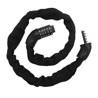 Imagem de Corrente de bicicleta 1M para serviço pesado, código de combinação de 5 dígitos, corrente grossa para bicicleta, cadeado de motocicleta (preto)