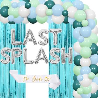 Imagem de Balterever Last Splash Bachelorette Decorations Blue Green Summer Balloon Garland Last Splash Balloon Banner the Bride Sash Pool Peach Balloon for Summer Pool Bachelorette Bridal Shower Party Supply