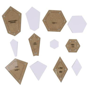 Imagem de Framendino, Pacote com 300 peças de papel patchwork com 6 formas de moldes de acrílico para costura de padrões de corte