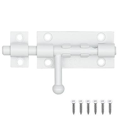 Imagem de XQDWX Trava de porta de barril com orifício para cadeado, fechadura deslizante de aço inoxidável 304 espessa, branco fosco de 10 cm, 224BB-WH