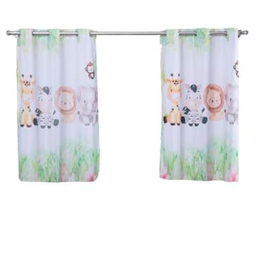 Imagem de Cortina Pequena Quarto Bebe Infantil Criança Berço Americano Nacional Menino Menina Safari Verde