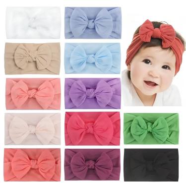 Imagem de Laço de Bebe Turbante de Cabelo Lacinhos de Bebe Roupinhas Menina Kit com 12 Unidades