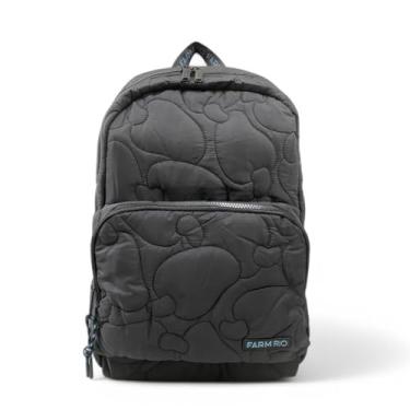 Imagem de Farm Rio Mochila Xodó, Preta, Acolchoada com Design Matelassê, Alças Ajustáveis
