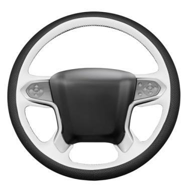 Imagem de MEWANT Capa para volante Chevrolet com costura DIY para Chevrolet Silverado 1500 2014-2018/Suburban 2015-2020/Tahoe 2015-2020/Silverado (2500/3500)/Silverado 2019-2022 (estilo 3D)