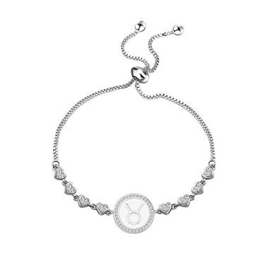 Imagem de TGBJE Pulseira de signo do zodíaco, presente de doze constelações, pulseira de prata, presente de horóscopo, presentes de aniversário para mulheres, Metal, Cobre