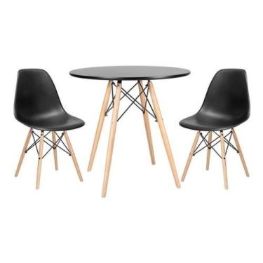 Imagem de Kit Mesa Jantar Eiffel 80cm Preta + 2 Cadeiras Eames Eiffel - DECORESH
