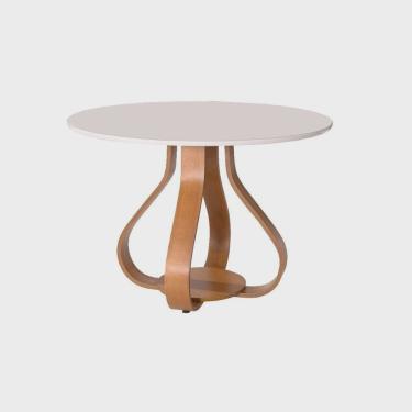 Imagem de Mesa de Jantar Bella Pé Cebola 120cm Tampo Laqueado com Vidro Branco