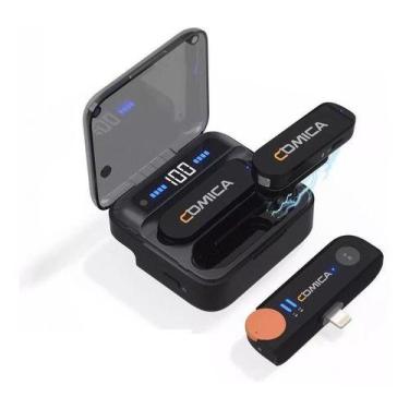 Imagem de Microfone Sem Fio Duplo2.4g iPhone entrada Lightning Profissional - Co