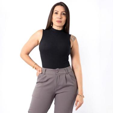 Imagem de Body Feminino Regata Gola Alta Cacharrel Canelado Social - Swiss Bouti
