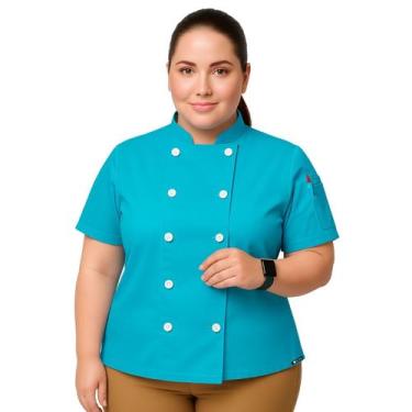 Imagem de Dólmã Feminina Plus Size Para Chef Cozinha Restaurante Confeitaria Uni