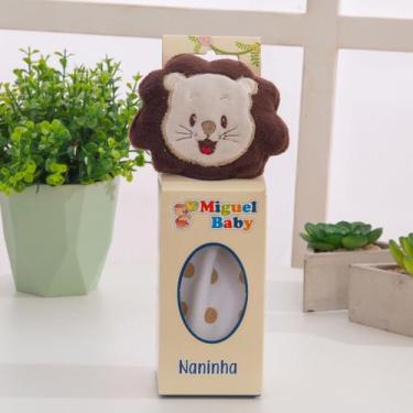 Imagem de Naninha com Bichinho de Pelúcia Leão Bebê Porta Chupeta - Enxoval Net