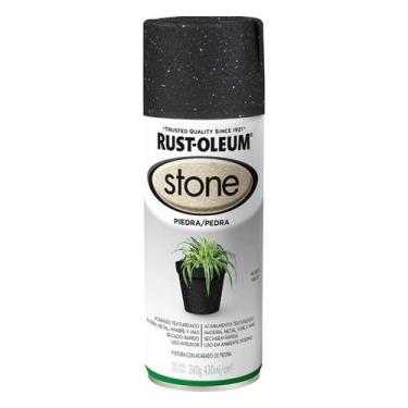 Imagem de Tinta Spray Efeito Pedra Stone Cor Preto Rust Oleum