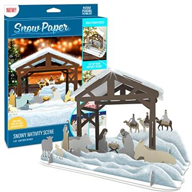 Imagem de Miniature House Kit - DIY Paper Model House - 15 pcs Snowy Nativity Scene Set with Paper Sheets Turn to Snow - Christmas Holiday Birthday Arts and Craft Kit Adult Teens Gifts