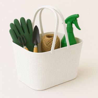 Imagem de Cesto Organizador Juta Com Alças Rattan de Plástico Resistente Capacidade 5,6 Litros