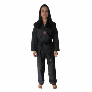 Imagem de Dobok Kimono Canelado Olimpic - Taekwondo Adulto - Preto (A1 - até 1,60m)