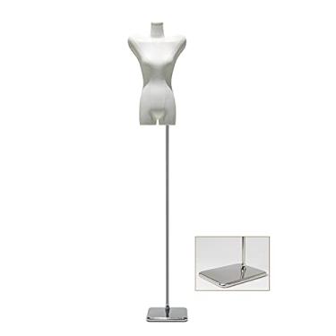 Imagem de CUTPOIY Corpo do tronco do manequim feminino, forma de vestido de exibição de roupas com ombro grande e largo, adereços de modelo ajustáveis, sem braço, gancho de design de costura, 4 estilos