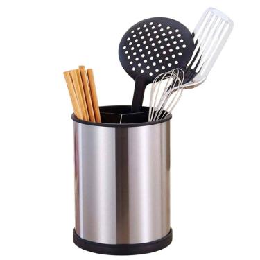 Imagem de Porta Talheres Utensilios Base Giratoria Escorredor Inox Suporte Mesa Pia Bancada Cozinha