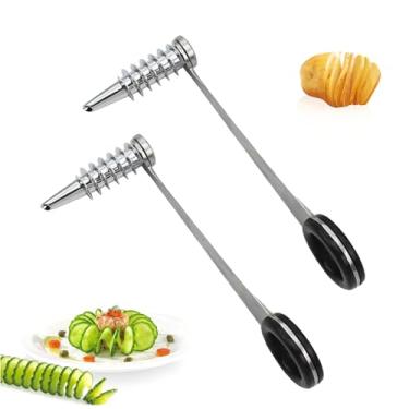 Imagem de Xanadued Pacote com 2 cortadores espirais de piranha para batatas, cortador espiral de aço inoxidável para vegetais, pepino e cenoura