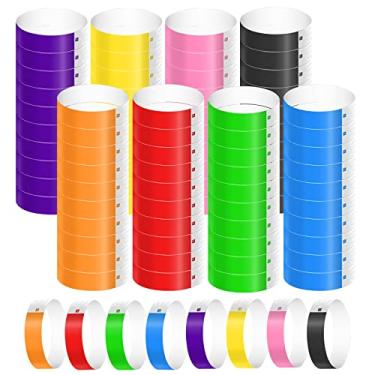 Imagem de 800 pulseiras de papel para eventos, pulseiras de néon à prova d'água, pulseiras de festa de entrada, pulseiras de papel para eventos, festivais de música, concursos de concertos (8 cores)