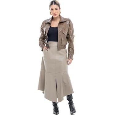 Imagem de Jaqueta Brise Couro Legítimo Pele Mania - PJ2534, Pelica croco fendi, 