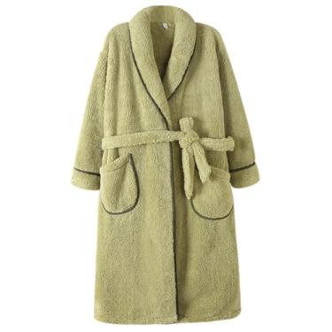 Imagem de LVTFCO Roupão de casal de flanela masculino roupão de banho feminino veludo coral espesso pijama quente roupão longo seção longa, verde-2GG