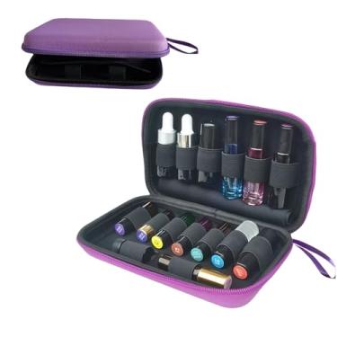 Imagem de BLIRITEL Bolsa organizadora de óleos essenciais, estojo rígido de transporte de óleo essencial para 15 frascos, estojo de viagem de óleo essencial de EVA para 5 ml, frascos padrão e rolo de 10 ml,
