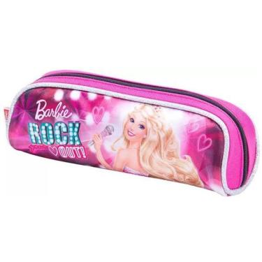 Imagem de Estojo Infantil Barbie Rock Escolar Porta Lápis Rosa