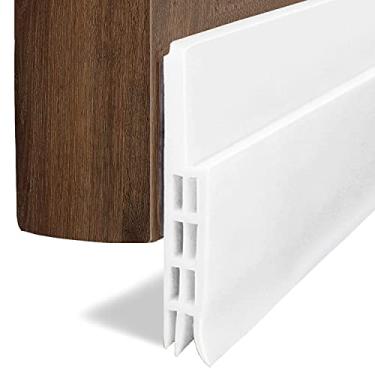 Imagem de Porta de Draft Stopper para portas externas ou internas, DBS001 Porta Clima Despojado com 1 mm de espessura forte adesivo à prova d'água Som Porta inferior vedação (branco + marrom), 2" W x 39" L, White