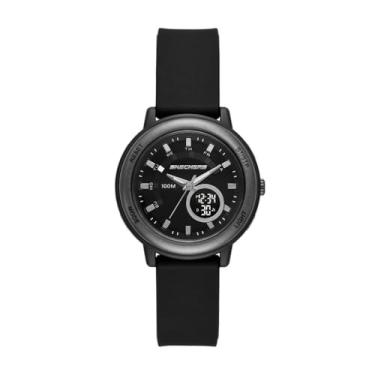 Imagem de Skechers Relógio feminino Salerno analógico-digital preto de silicone, Preto