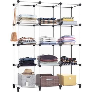 Imagem de Prateleira de armazenamento de 12 cubos, estante de estante com martelo de metal, organizadores para crianças, armário, quarto, banheiro, (30 x 30 x 30 cm), transparente
