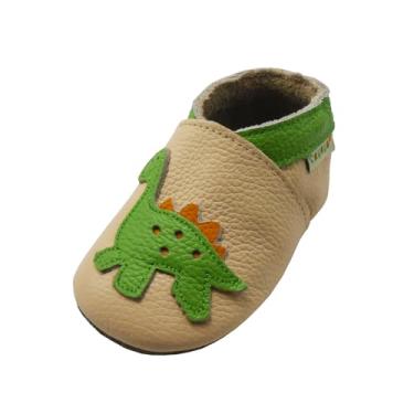 Imagem de SAYOYO Baby Dinosaurs sapato de couro macio para bebês e crianças, Bege, 12 Months-18 Months Toddler