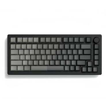 Imagem de Conjunto de teclas PBT Double Shot, teclas Shine Through 75 por cento, tampas de teclas personalizadas de perfil cereja, cinza escuro gradiente, tampas de teclado impressas laterais para teclados
