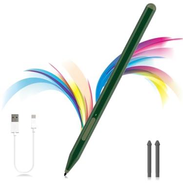 Imagem de Caneta Stylus para Microsoft Surface Pro11/10/9/8/X/7+/6/5/4/3, Surface Go 4/3/2/1, Surface Laptop1-6/Studio/Book 3/2/1 com botão lateral de borracha, rejeição de palma, função de inclinação, pressão