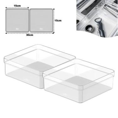Imagem de Kit 2 Organizador De Gaveta Armário Quadrado Modular Plástico Multiuso