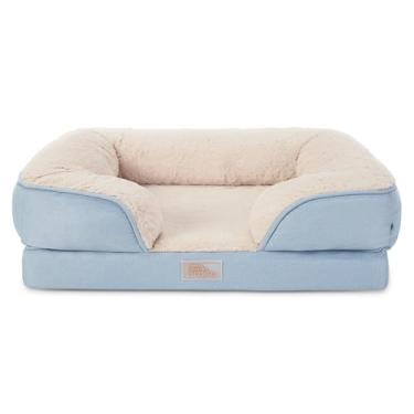 Imagem de TOWN & COUNTRY EVERYDAY CuddleTown Sofá reforçado sólido confortável para animais de estimação, espuma de caixa de ovo de suporte e calmante, repelente de água, fundo antiderrapante, capa lavável na